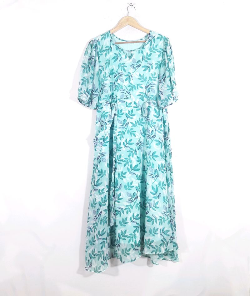 Cyan Printed Dress (Women's)