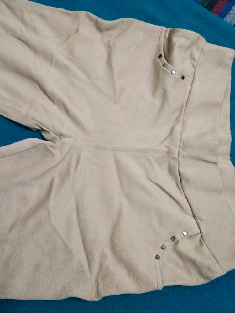 Beige Pants with Stud Details