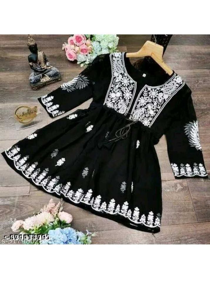 Embroidered Black Kurti for Women