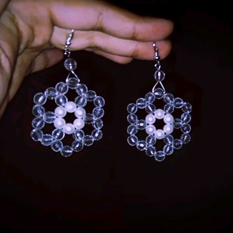 Magical Crystal and Yellow Pearl Handmade Earrings
