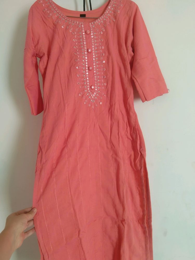 Peach Light Pink Kurta For Girls