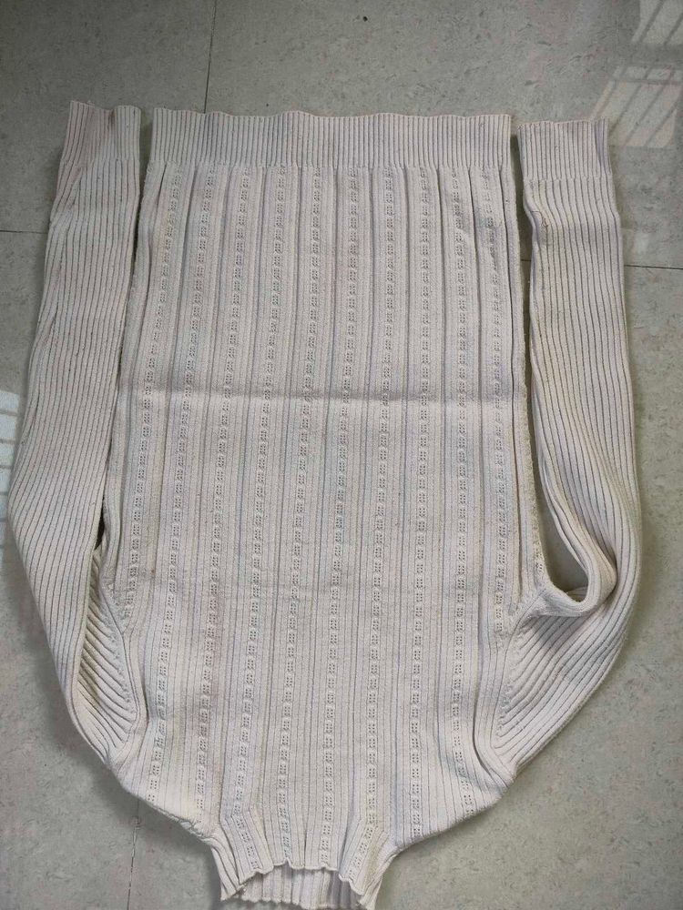 Cream Ribbed Knit Sweater