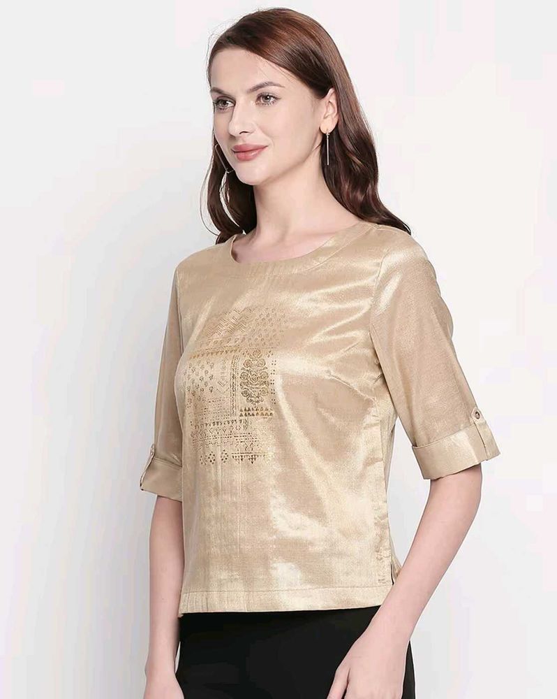 Elegant Gold Ethnic Blouse