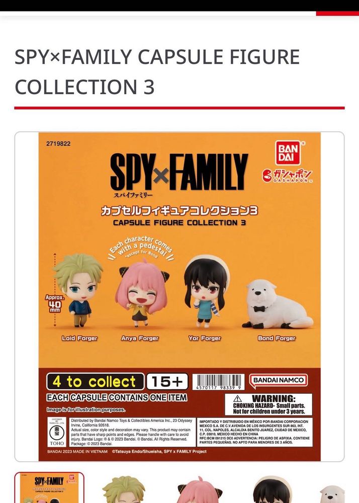 spy family anime loid and yor gacha toy importe