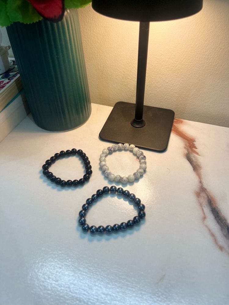 Set of 3 Beaded Bracelets and chain