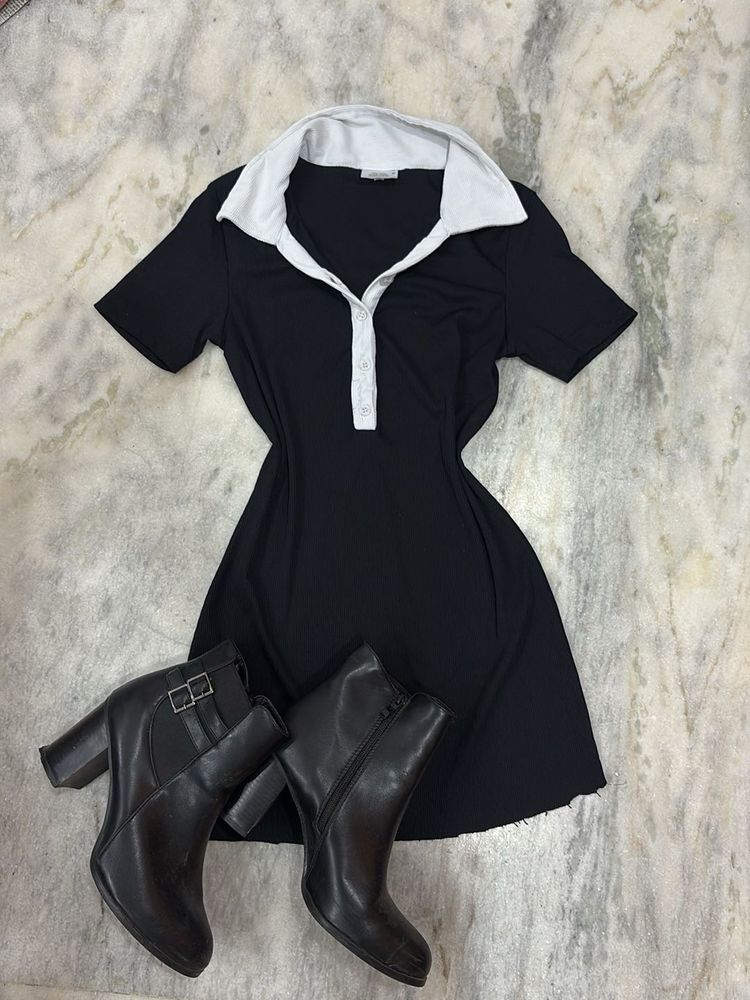 Classic Black Collared Dress