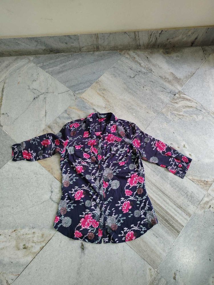 Floral Print Button-Up Shirt