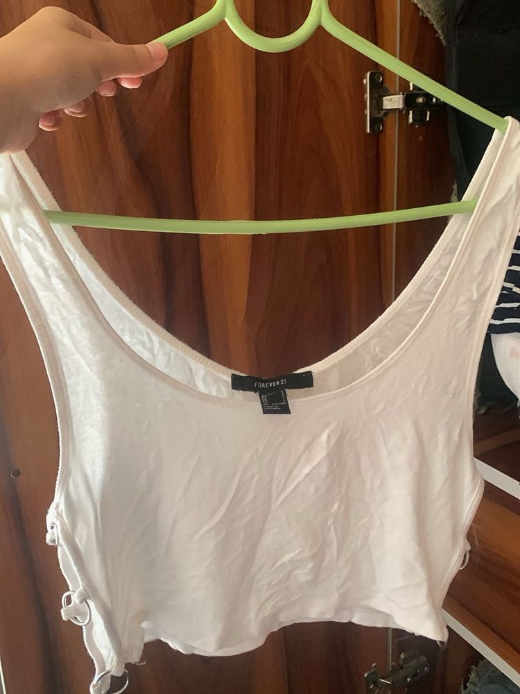White Cropped Tank Top