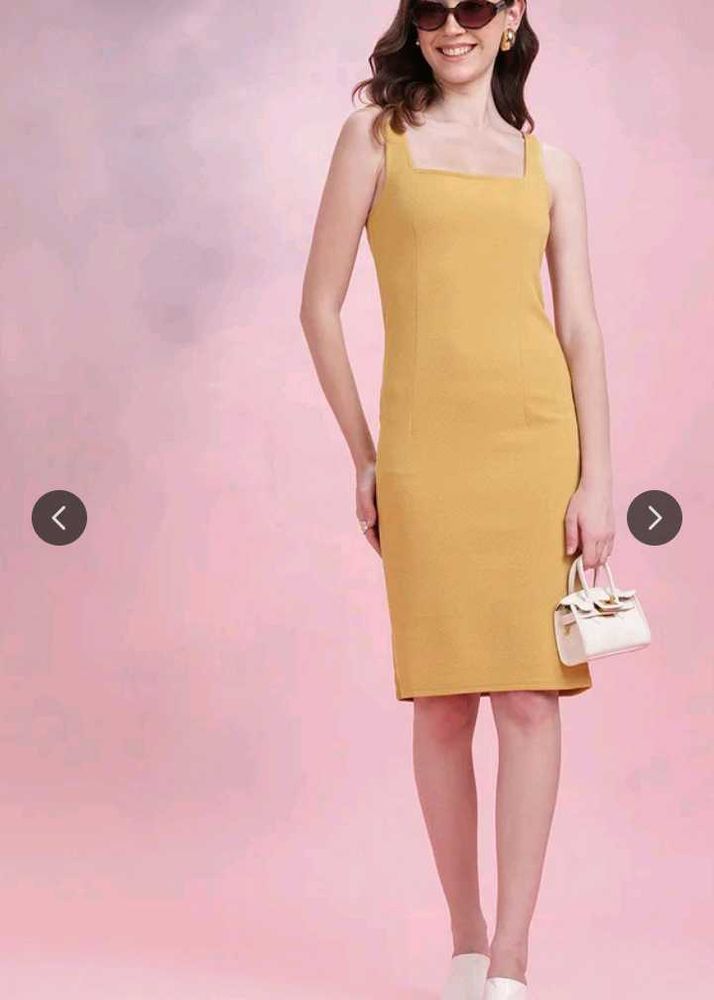 Mustard Yellow Sleeveless Sheath Dress
