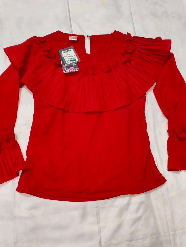 Red Ruffle Top