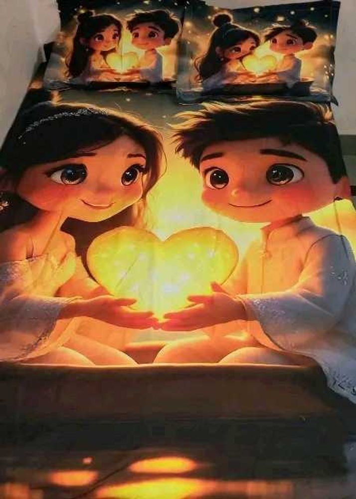 Romantic Couple Cartoon Bedding Set