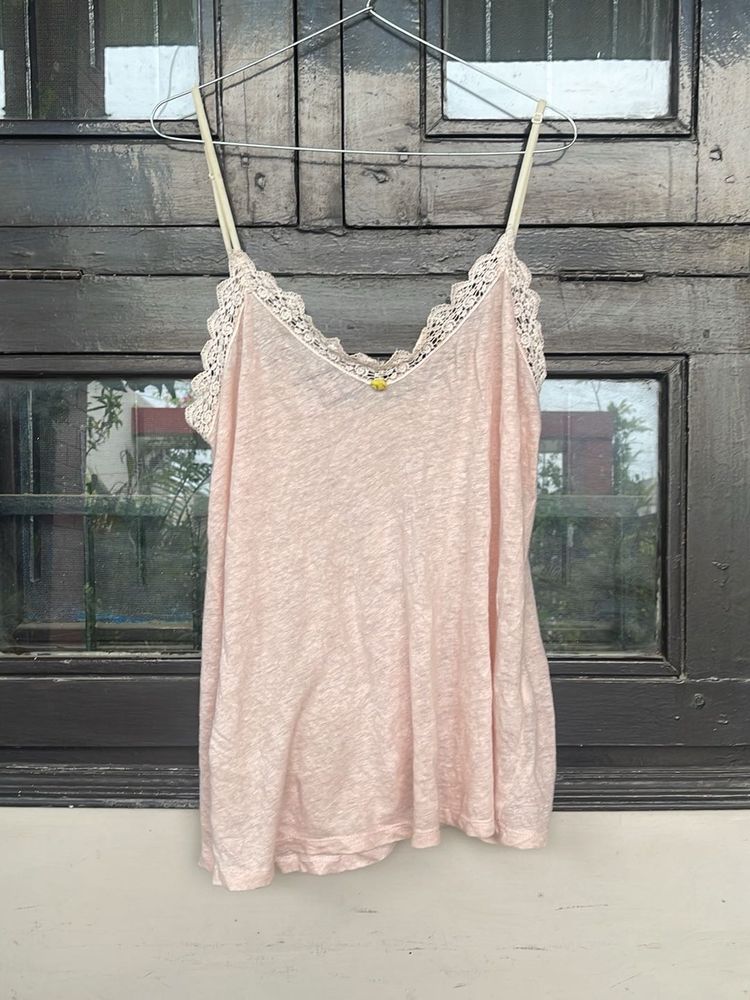 Pink Lace Trim Camisole