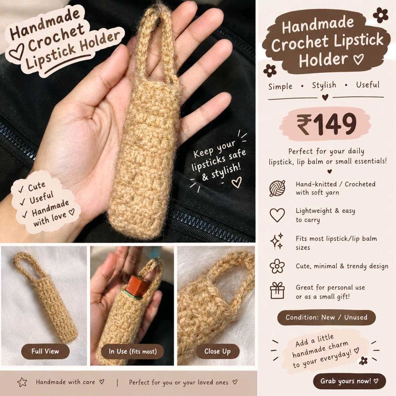 Handmade Crochet Lipstick Holder