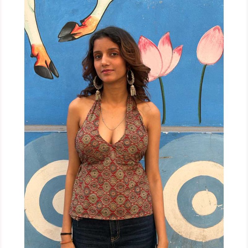 Patterned Halter Neck Top