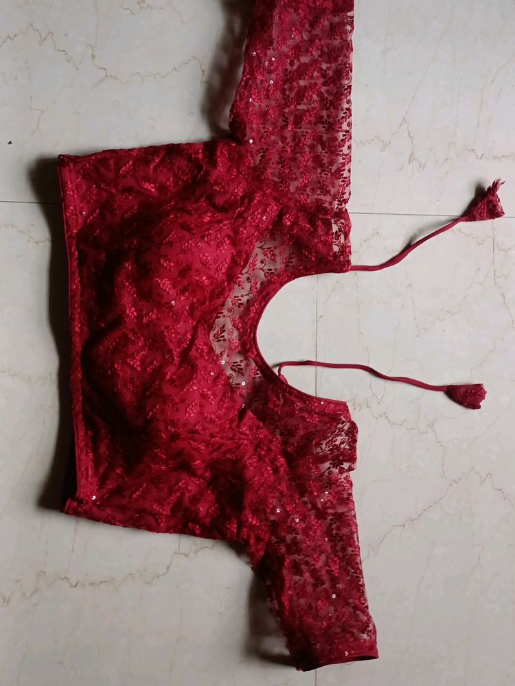 Maroon Net Blouse