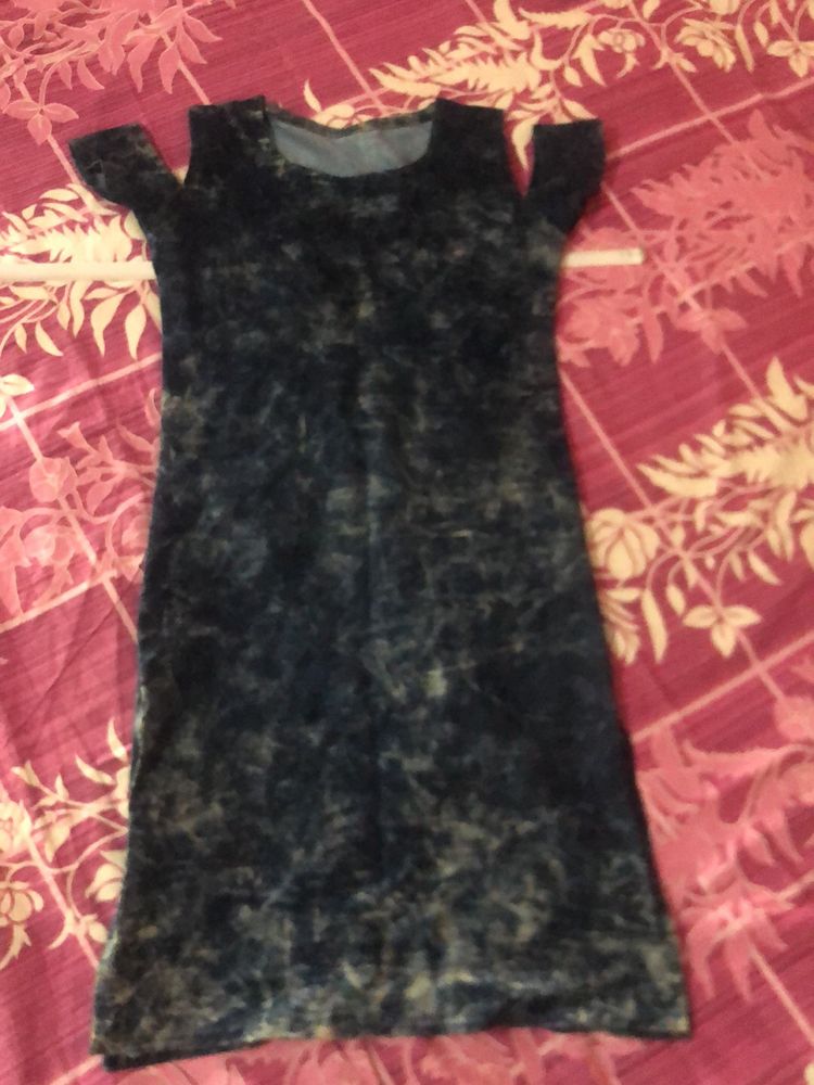 Trendy Cold Shoulder Acid Wash Dress
