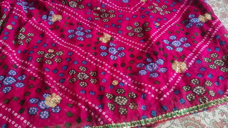 rajasthani Pink Bandhani print odhna