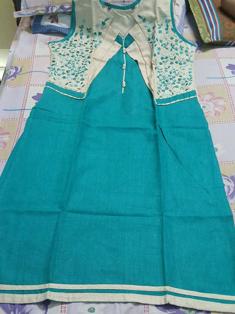 Beautiful Teal Kurta Set with Embellishments