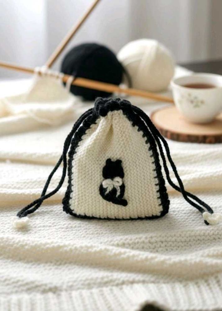 Handmade Cat Drawstring Pouch 🆕😺