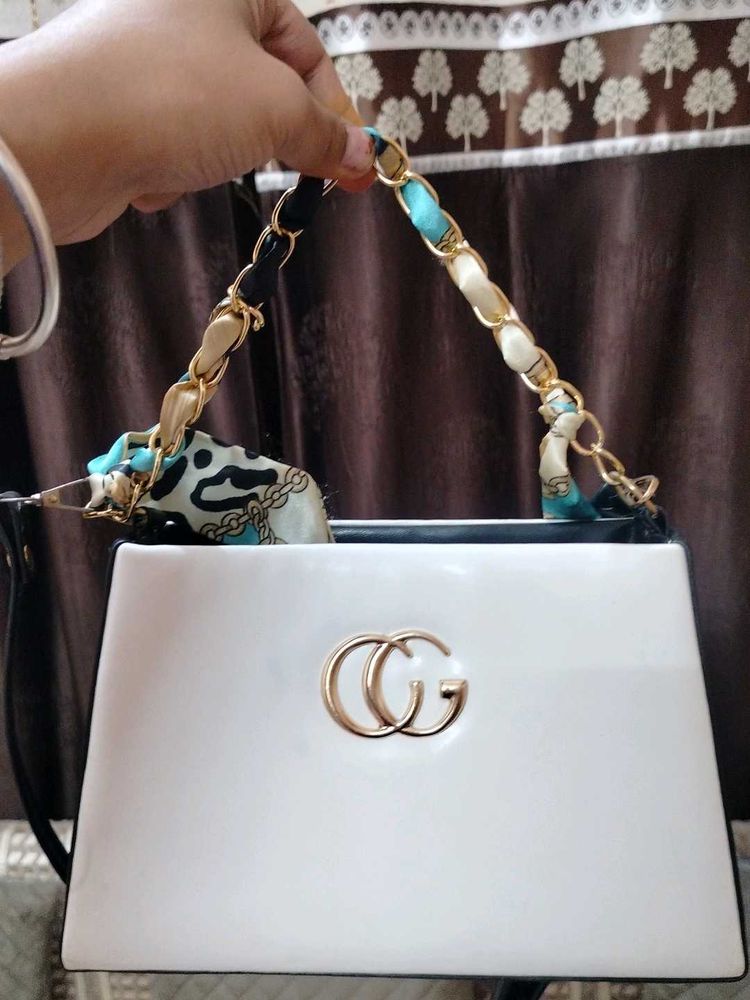 Chic White Top Handle Bag