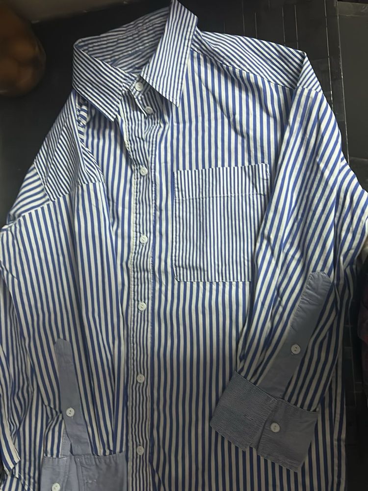 Classic Blue &amp; White Striped Button-Up Shirt