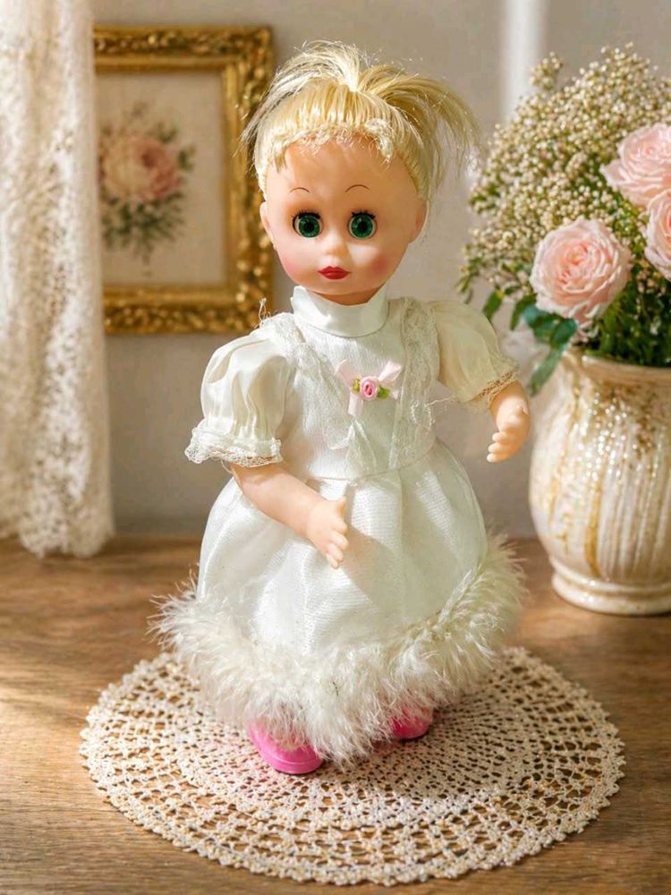 Vintage Doll with White Gown