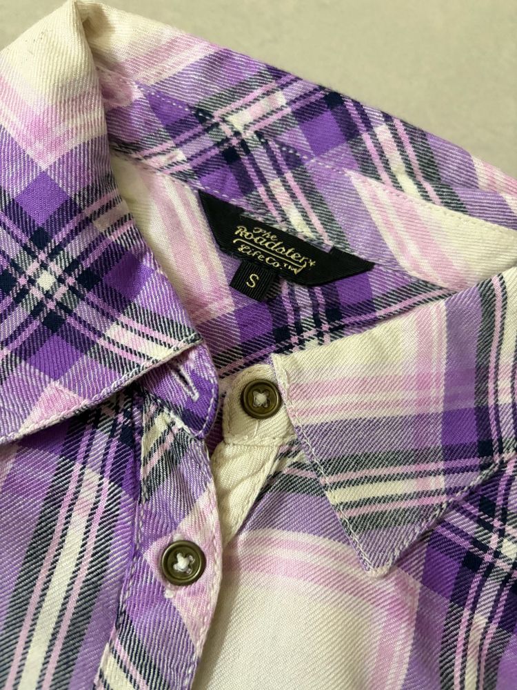 Purple Plaid Button-Up Shirt