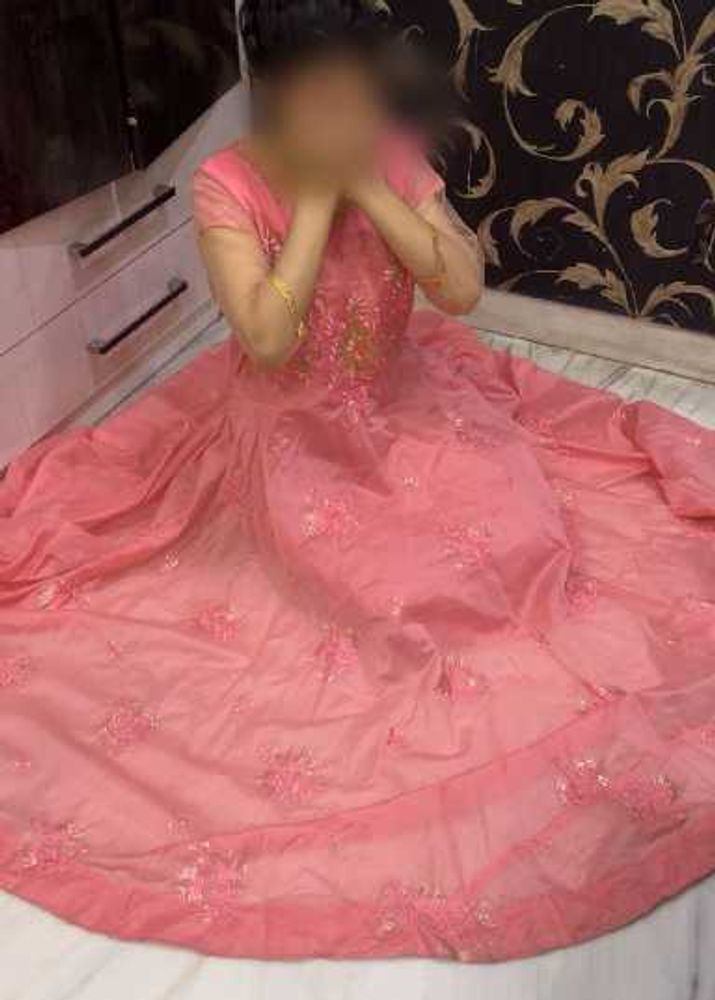 Elegant Pink Embroidered Gown