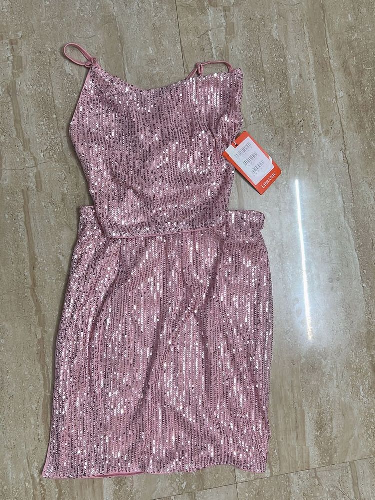 Sparkly Pink Sequin Mini Dress