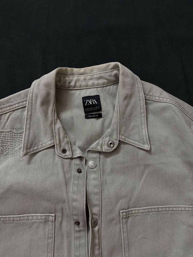 Original Imported ZARA Overshirt–Vintage Stone B