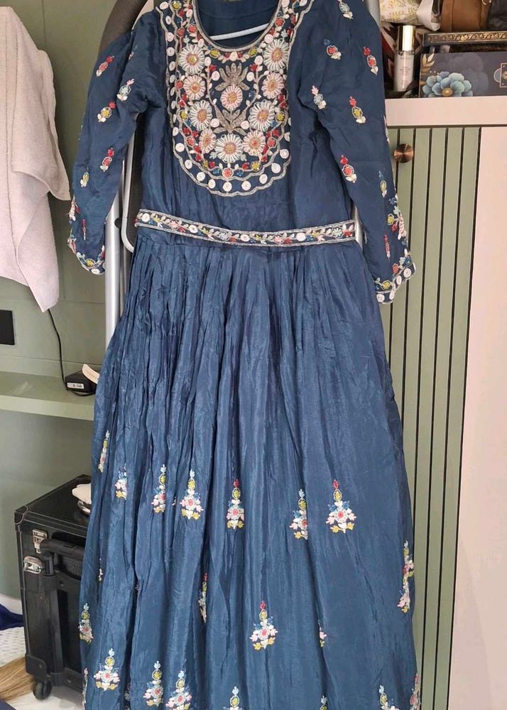 Embroidered Blue festive wear gown 💙