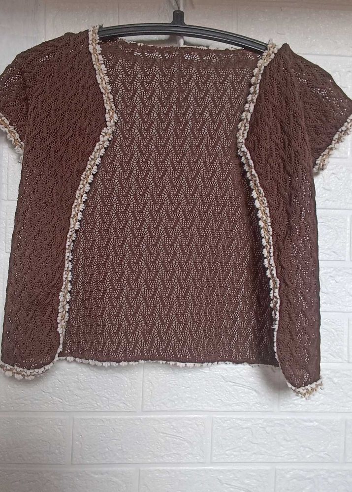 Chic Brown Knitted Cropped Cardigan