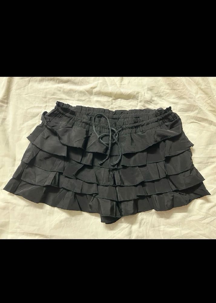 Black Ruffle Mini Skirt