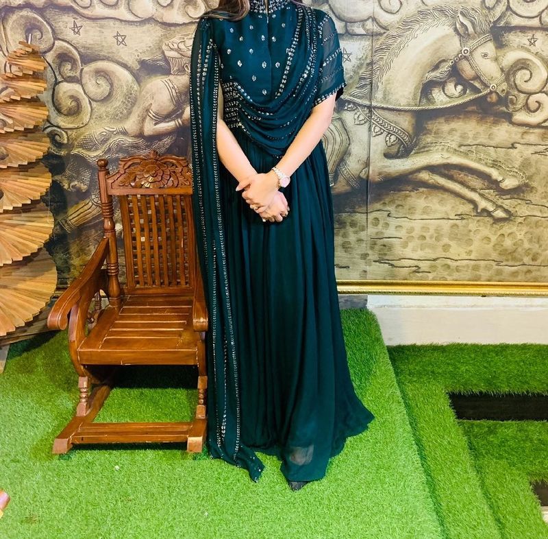 Elegant Emerald Green Gown with Embellishments