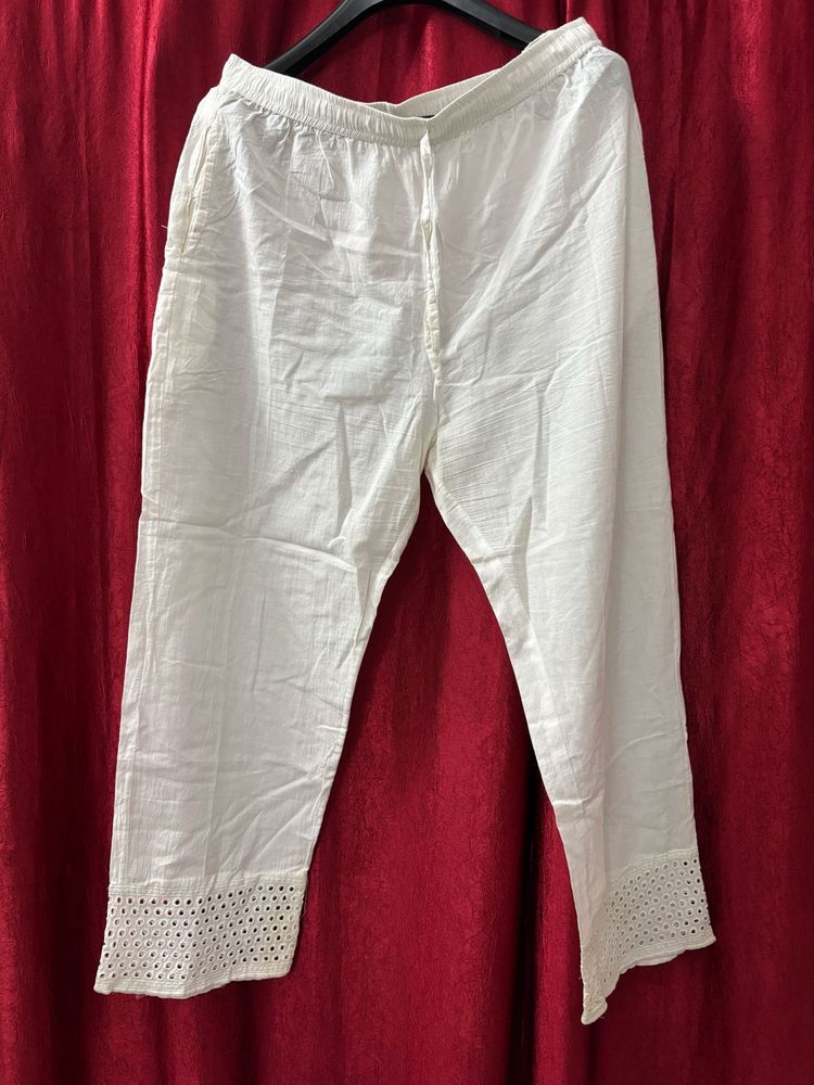 Elegant White Cotton Pants