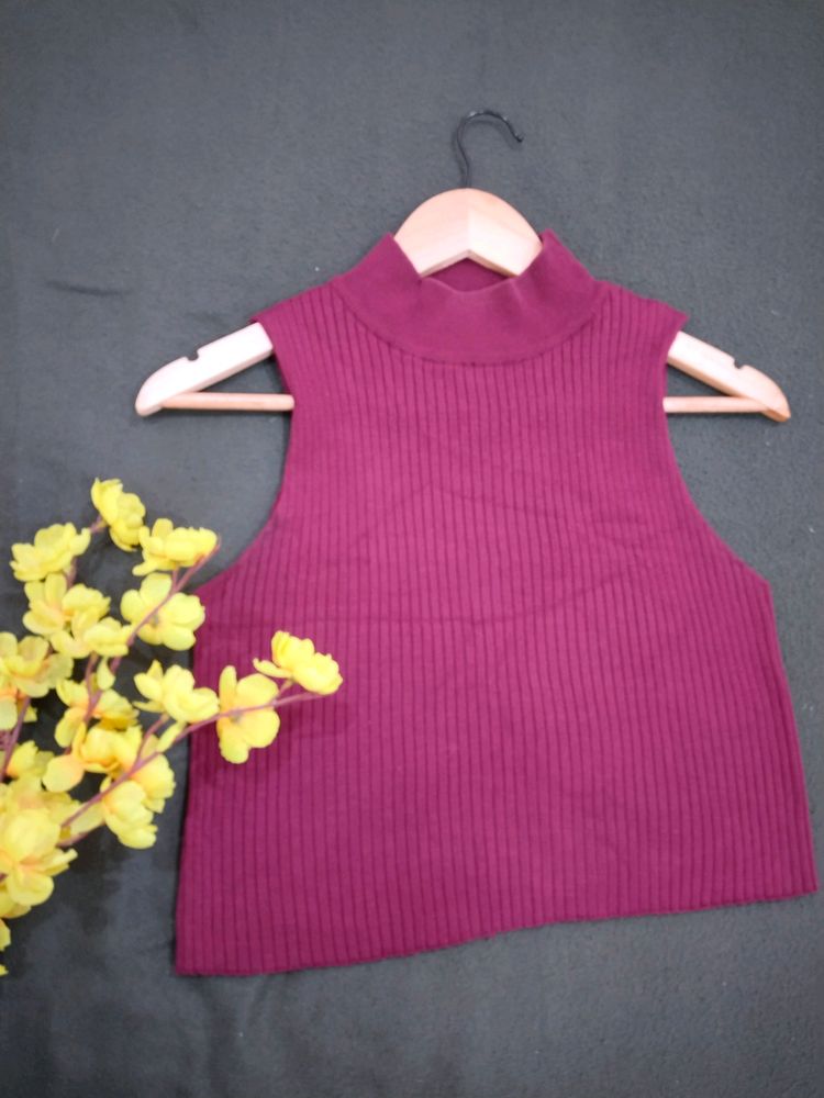 Rue21 Maroon Ribbed Knitted Stretchable Top Xl