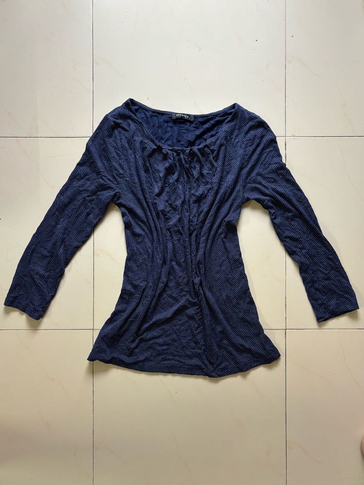 Navy Blue Polka Dot Top