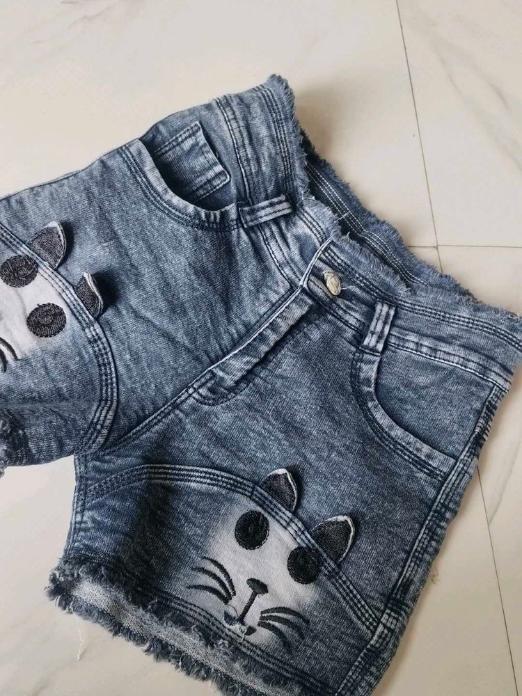 Cute Cat Denim Shorts