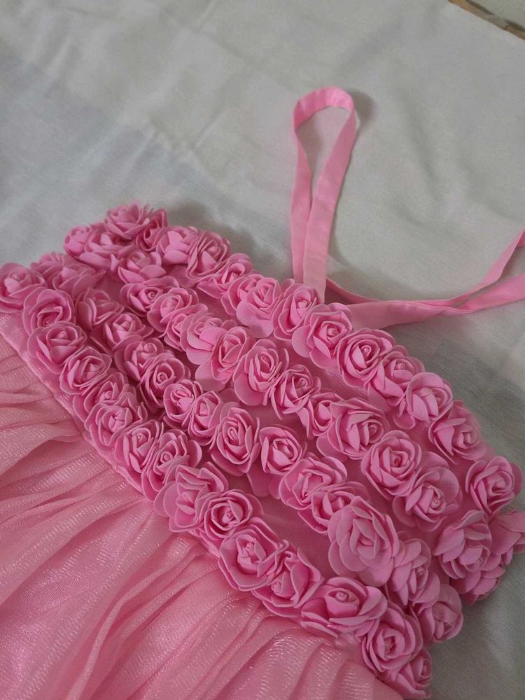 Girls Pink Floral Party wear Gown Dress