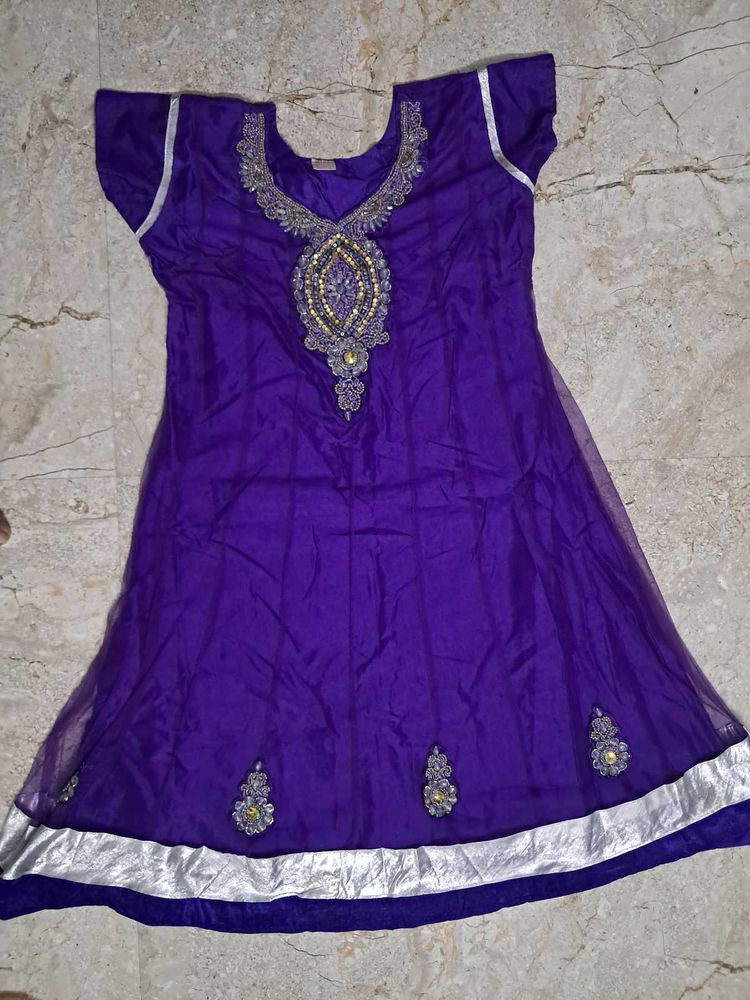 Beautiful Purple Kurta Set with Embellishments