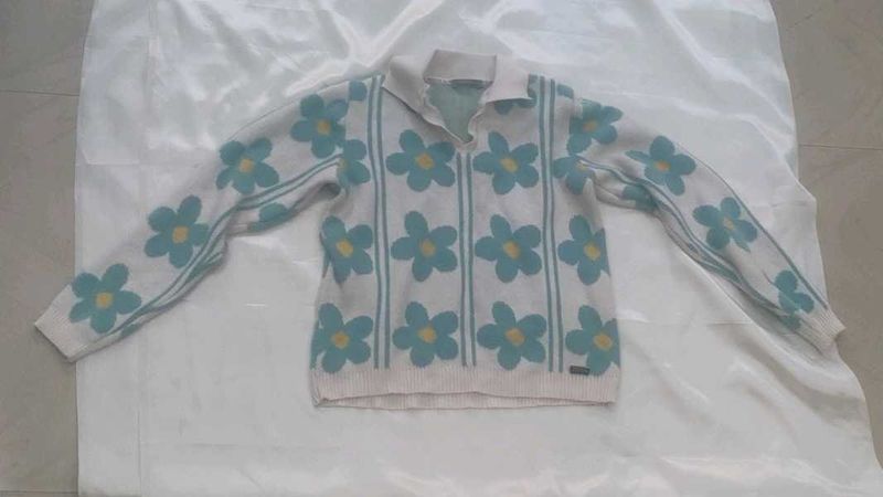 Floral Pattern Knit Sweater