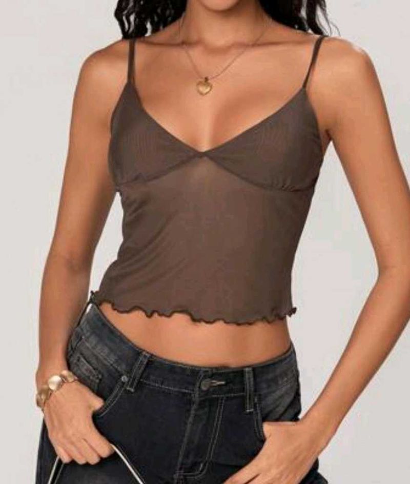 Brown Sheer Camisole Top