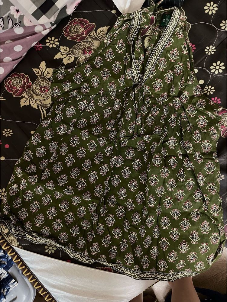 Chatpati olive green y2k summer kurti