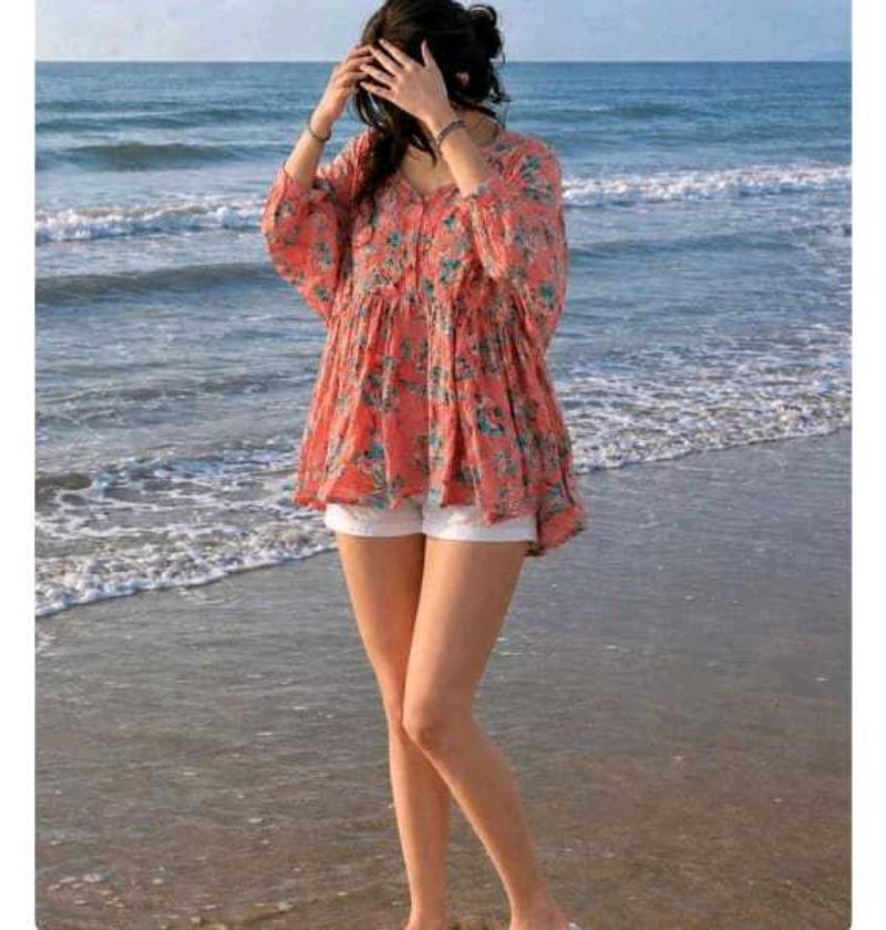 Pink Floral Print Kurta
