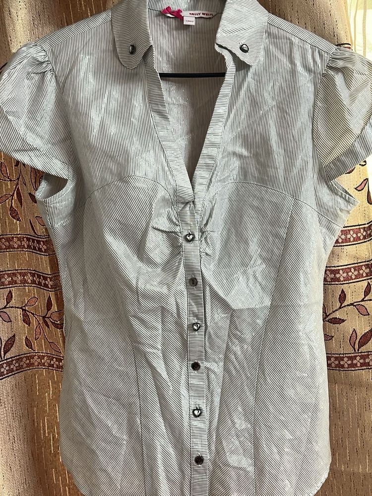 Chic Striped Button-Up top