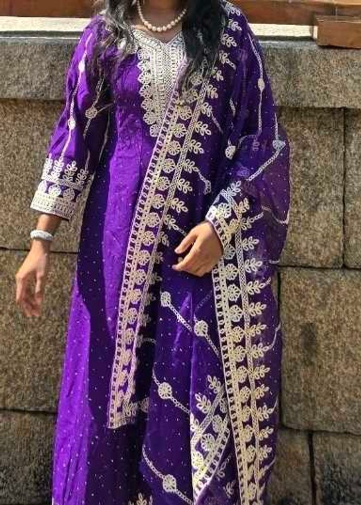 Elegant Purple Embroidered anarkali Set