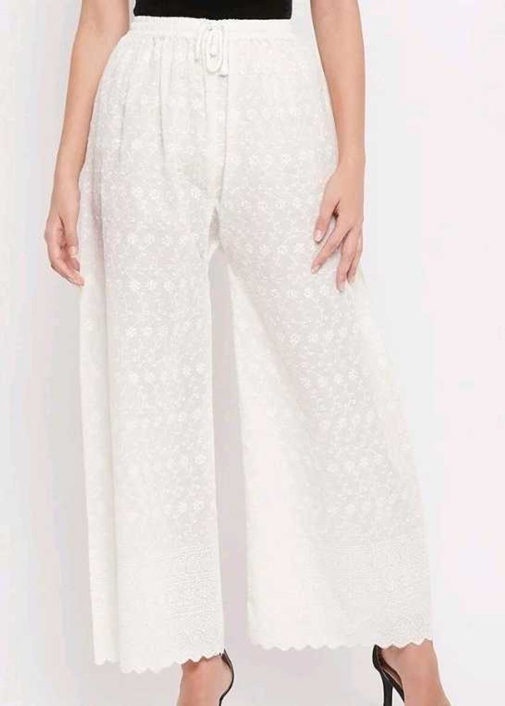 WHITE CHIKANKARI PLAZO(NEW)