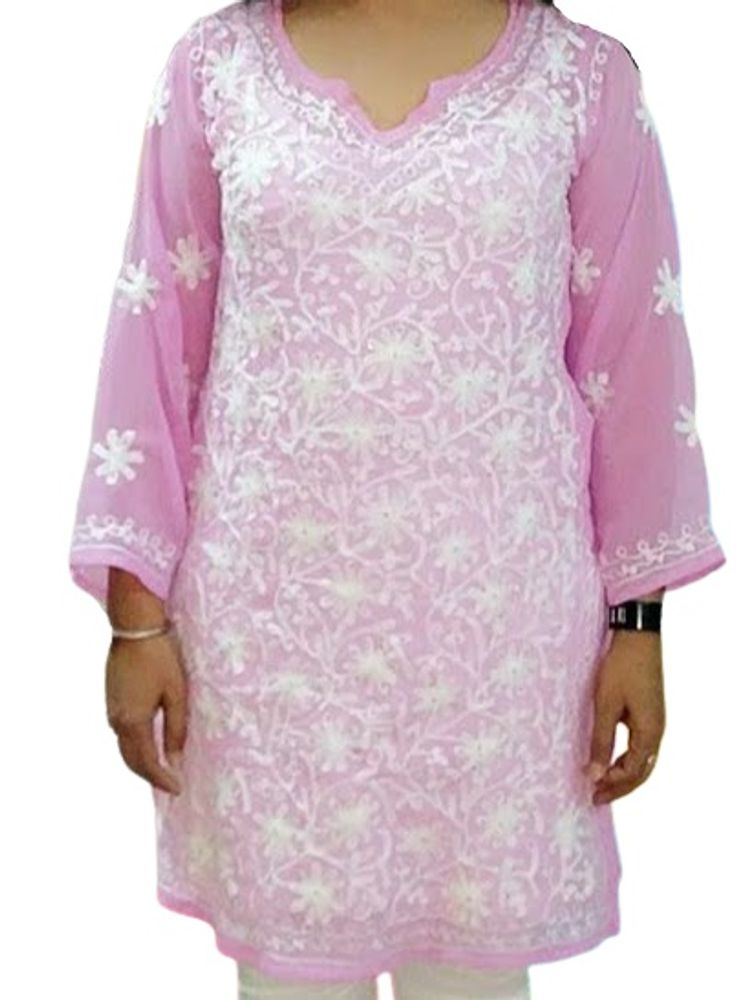 Chikankari Pink Kurti