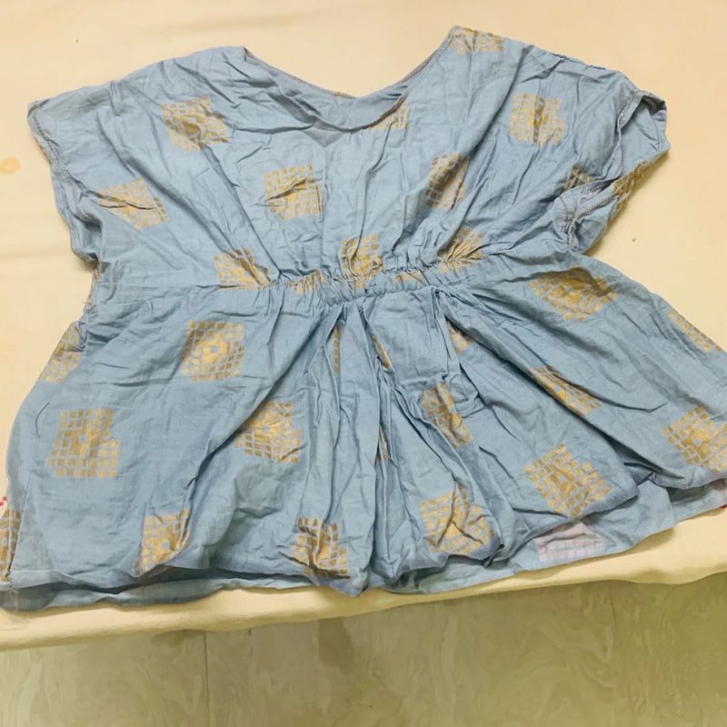 Stylish Blue baby top with Gold Print