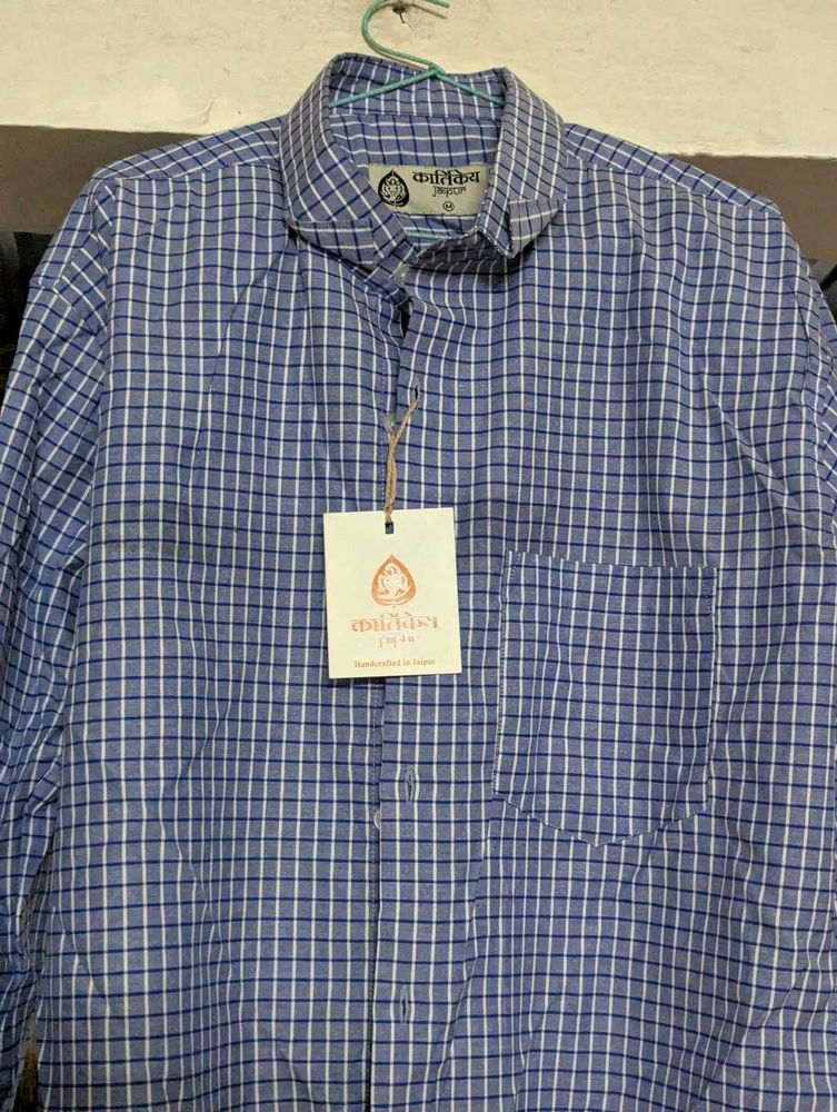 Classic Blue Checked Men's Shirt